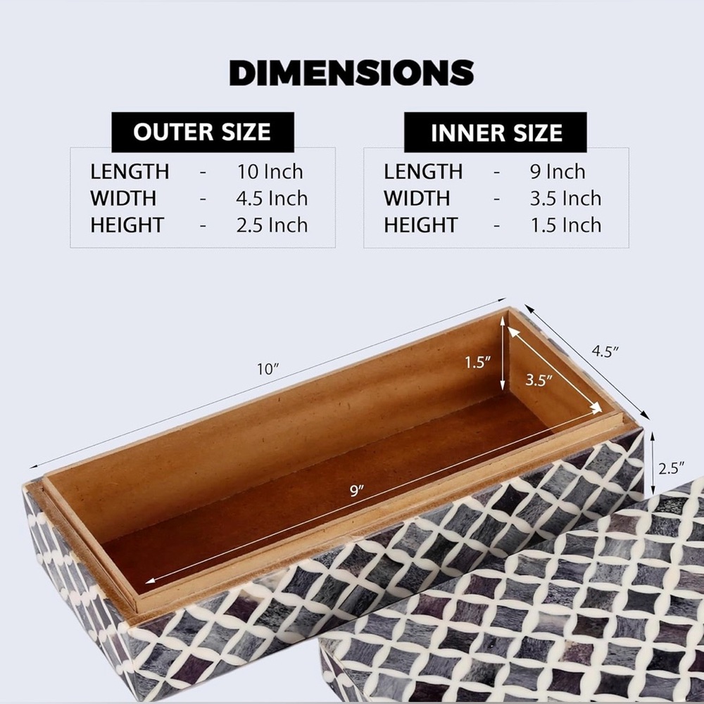 Handicrafts Home Decorative Wooden Storage Box with Lid New - Picture 10 of 12